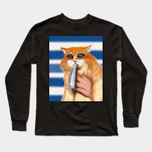 Hungry cute cat Long Sleeve T-Shirt